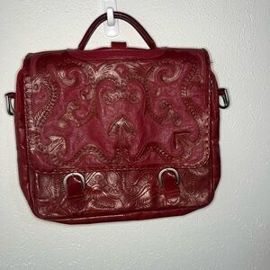 Elegant Embossed Red Laptop Bag
